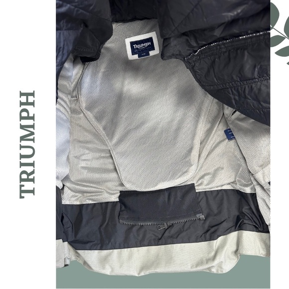 Triumph Gray and Black Men's Motorcyle Jacket CE Protectors size Large - Picture 15 of 16